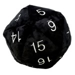 Plush Dice: Giant d20 Die - Black with Silver Numbering
