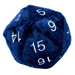 Plush Dice: Giant d20 Die - Blue with Silver Numbering
