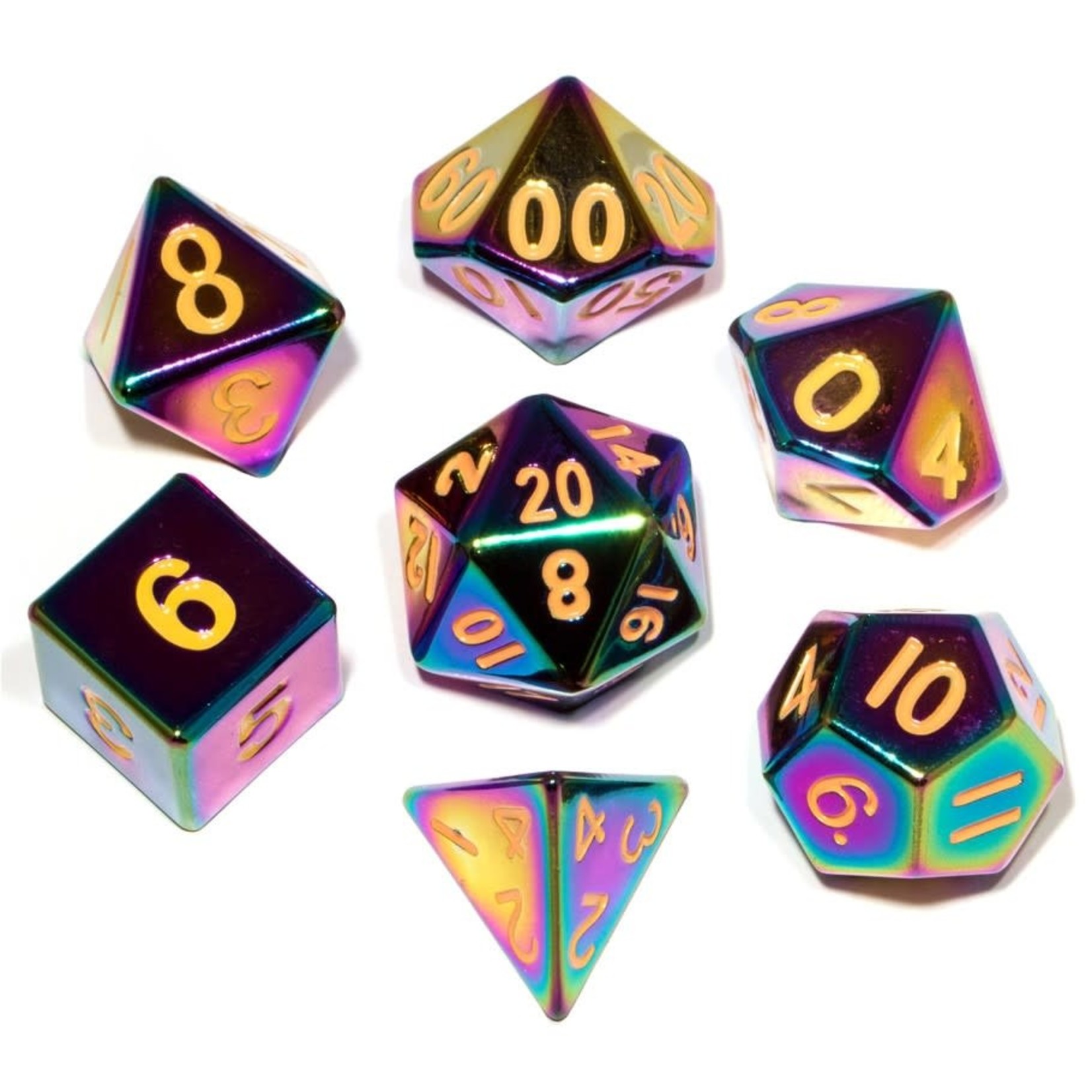 MDG Metal Dice: Torched Rainbow | 7 Die Polyhedral Set