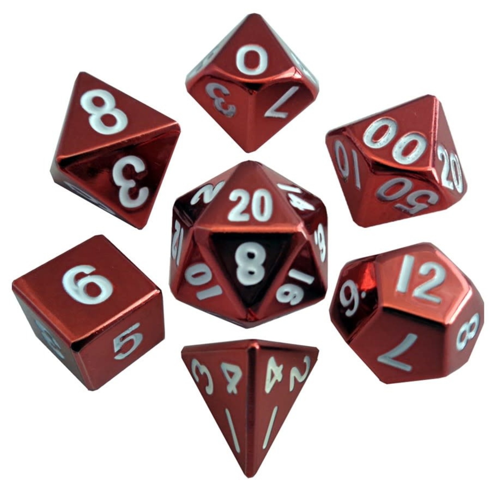 MDG Metal Dice: Red | 7 Die Polyhedral Set