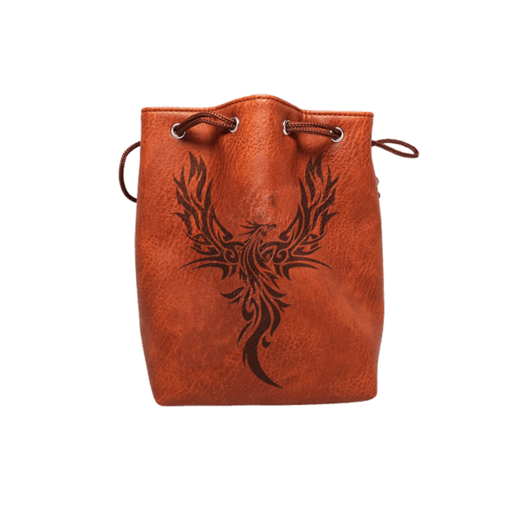 Dice Bag: Leather Lite Self-Standing Large Brown - Phoenix