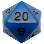 MDG 35mm Glow in the Dark Blue w/black d20 (pink sticker)