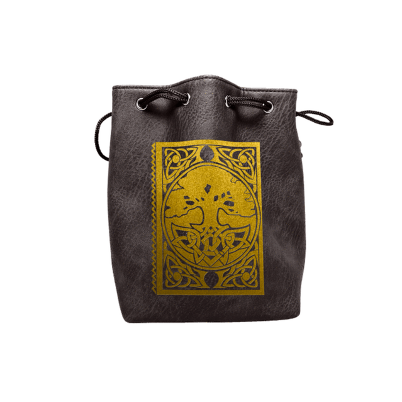Dice Bag: Leather Lite Self-Standing Large Black - Spell Book