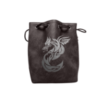 Dice Bag: Leather Lite Self-Standing Large Black - Celtic Knot Dragon