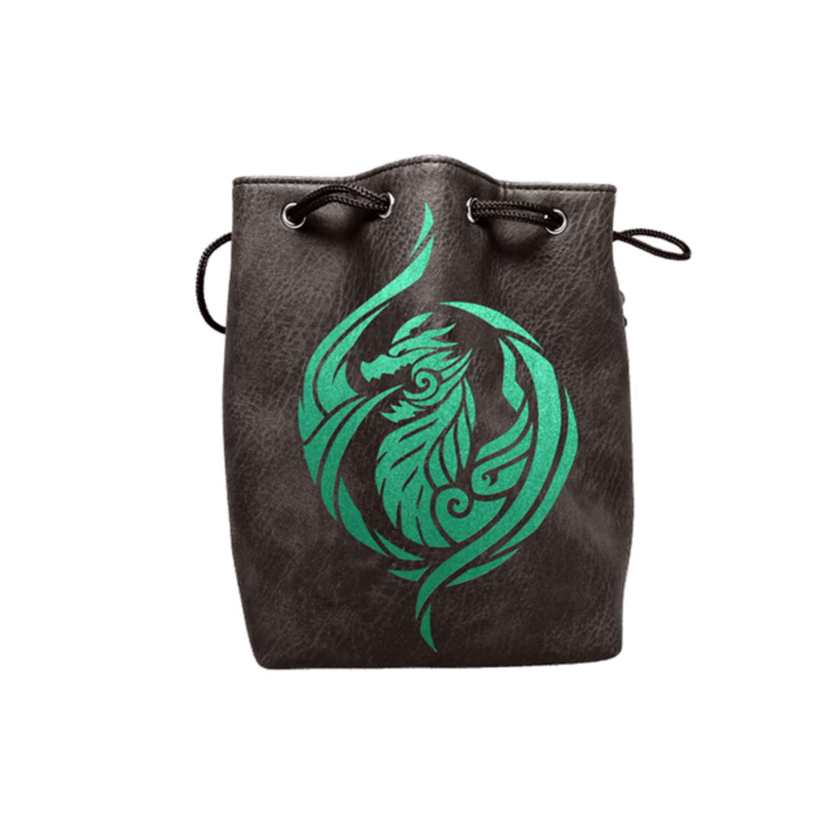 Dice Bag: Leather Lite Self-Standing Large Black - Dragon's Breath