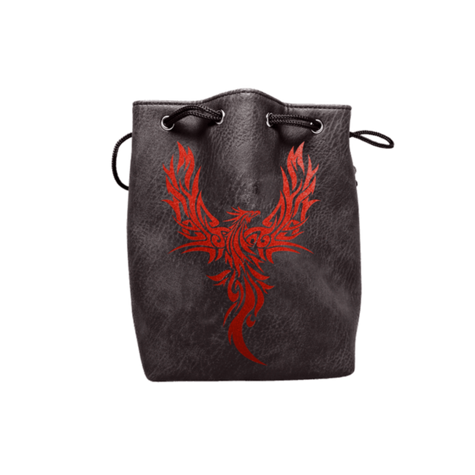 Dice Bag: Leather Lite Self-Standing Large Black - Phoenix