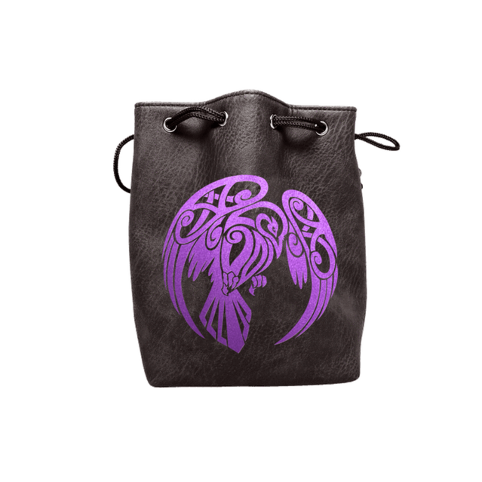 Dice Bag: Leather Lite Self-Standing Large Black - Raven