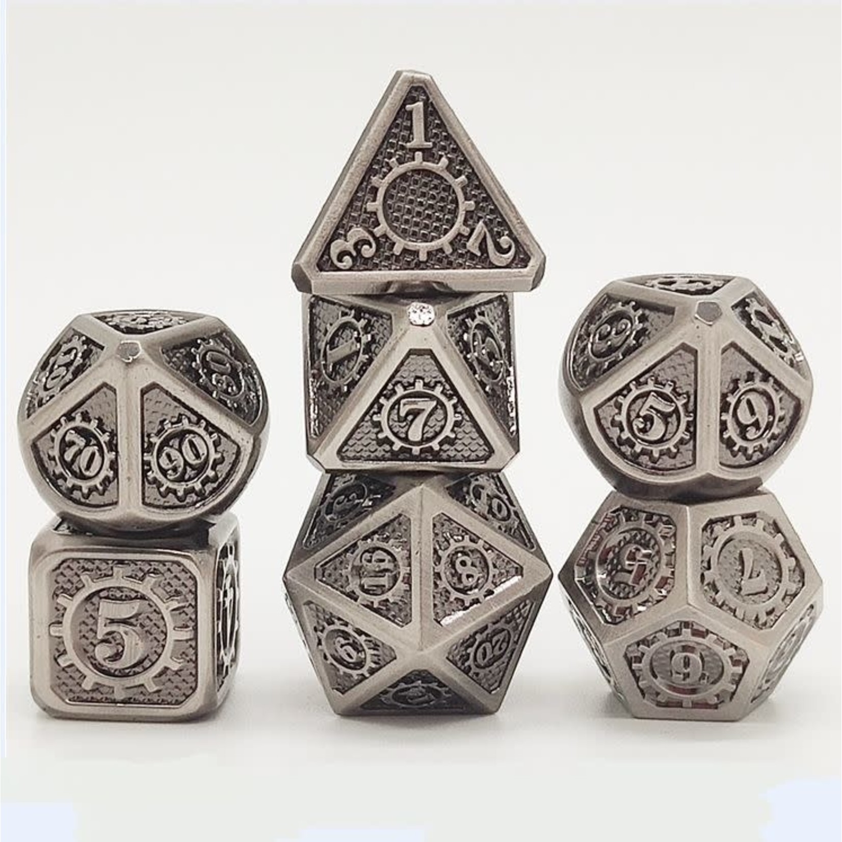 Hymgho Metal Dice: Solid Metal Gears of Providence - Brushed Ancient Iron
