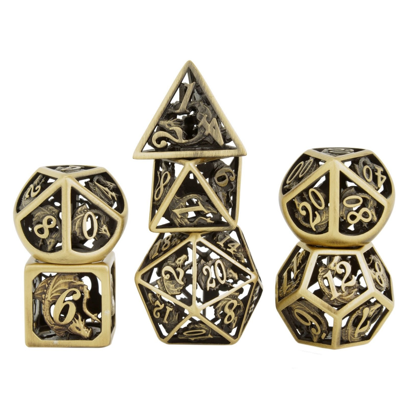 Hymgho Metal Dice: Hollow Metal Dragon - Ancient Bronze