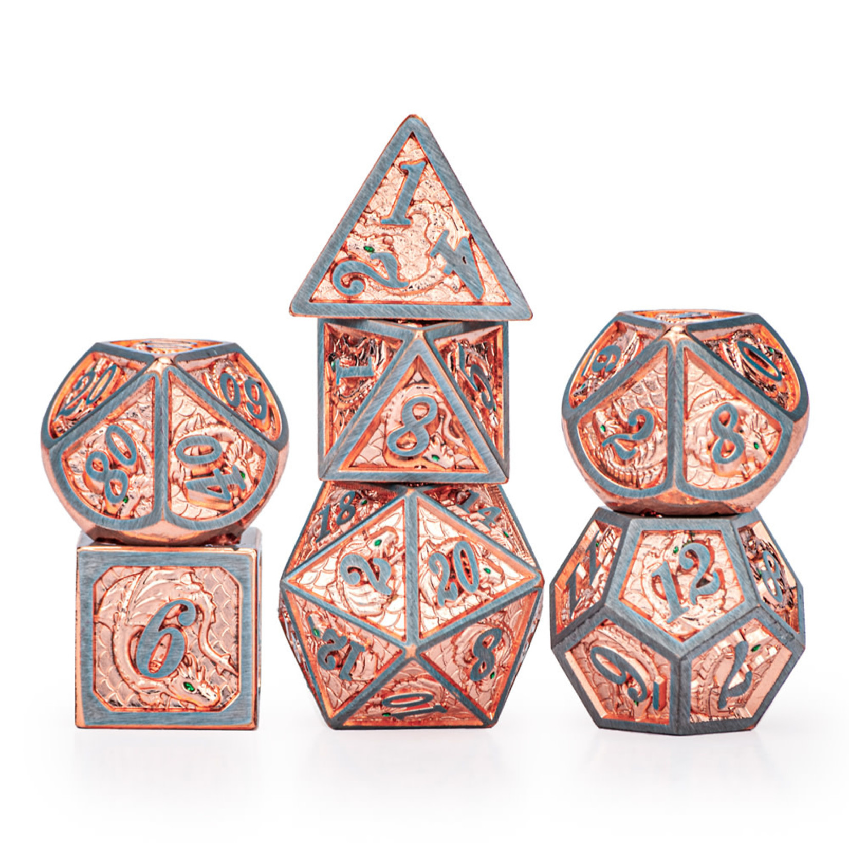 Hymgho Metal Dice: Solid Metal Dragon - Brushed Rose Gold