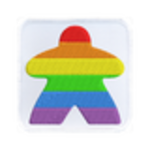 Iron On Patch: Rainbow Meeple White