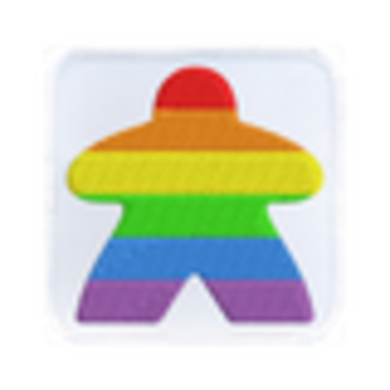 Iron On Patch: Rainbow Meeple White