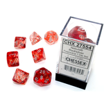 Chessex Nebula Luminary Dice: Red / Silver | 7 Die Polyhedral Set |27554