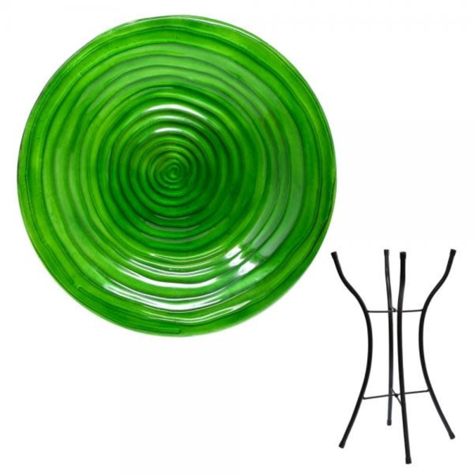 Swirl Bird Bath with Stand - Hunter Green