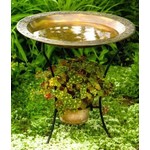 Copperplated Steel Bird Bath with Stand