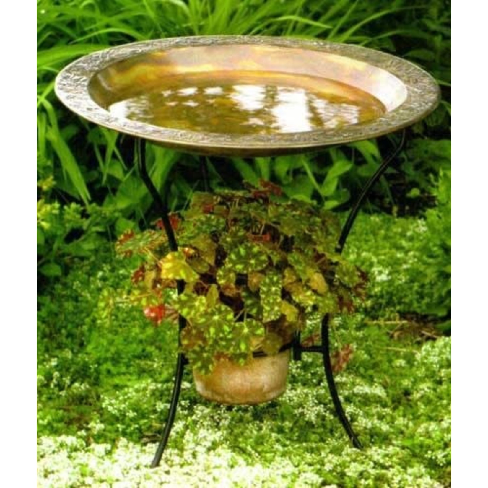 Copperplated Steel Bird Bath with Stand