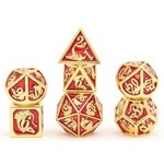 Hymgho Metal Dice: Solid Metal Dragon - Gold with Red