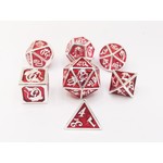 Hymgho Metal Dice: Solid Metal Dragon - Silver with Red