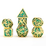 Hymgho Metal Dice: Solid Metal Dragon - Gold with Light Blue