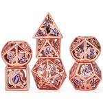 Hymgho Metal Dice: Hollow Metal Dragon - Rose Gold With Blue