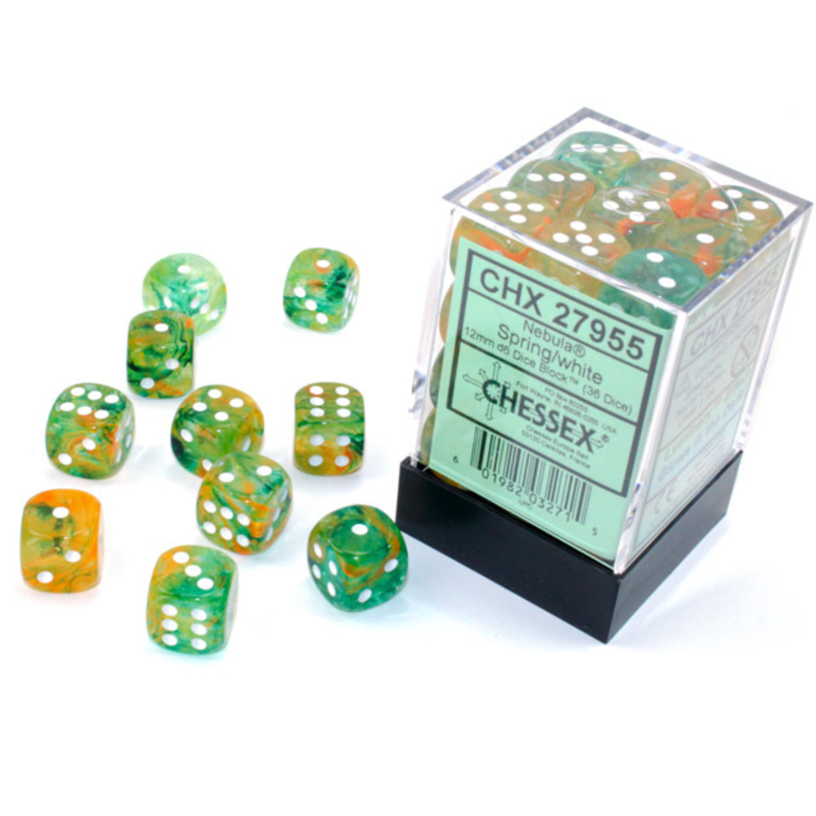 Chessex Nebula Luminary Dice: Spring / White | 12mm d6 Dice Block | 27955