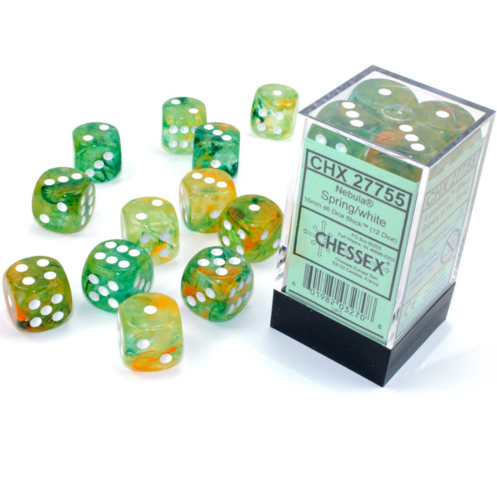 Chessex Nebula Luminary Dice: Spring / White | 16mm d6 Dice Block | 27755