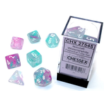 Chessex Nebula Luminary Dice: Wisteria / White | 7 Die Polyhedral Set | 27545