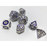 Hymgho Metal Dice: Solid Metal Leyline - Matte Silver with Purple Chrome Inlay
