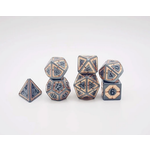 Hymgho Metal Dice: Solid Metal Leyline - Gunmetal with Gold Chrome Inlay