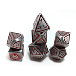 Hymgho Metal Dice: Solid Metal Leyline - Gunmetal with Red Chrome Inlay