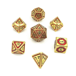 Hymgho Metal Dice: Solid Metal Leyline - Shiny Gold with Red Chrome Inlay