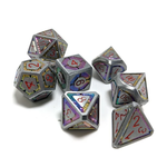 Hymgho Metal Dice: Solid Metal Leyline - Gunmetal with Rainbow Chrome Inlay