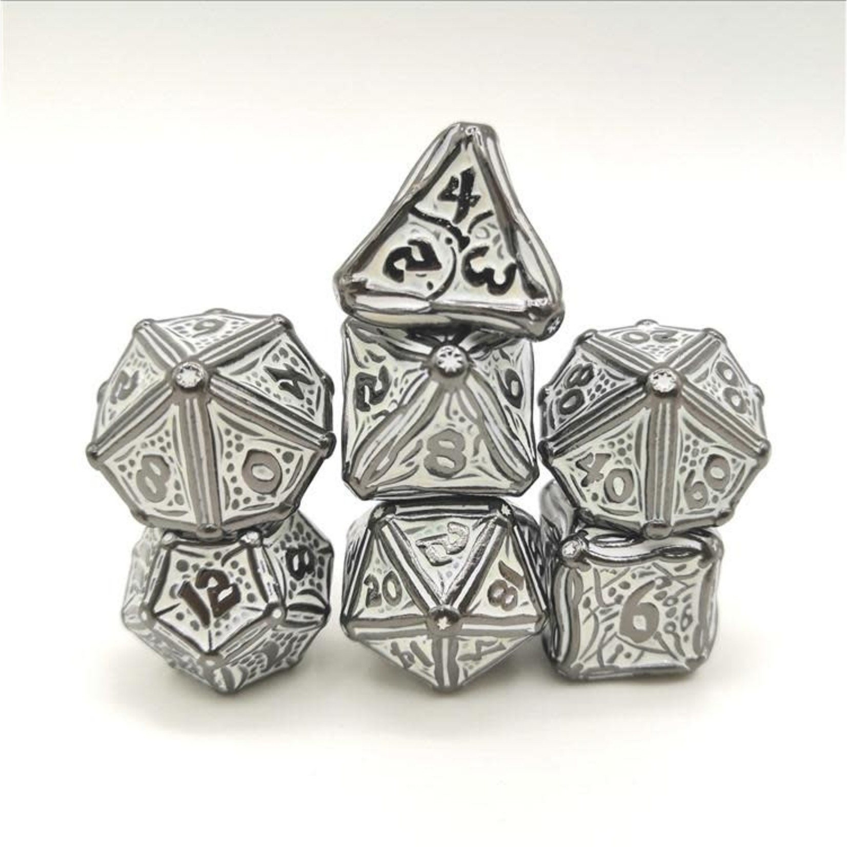 Hymgho Metal Dice: Solid Metal Druid - Glow in the Dark