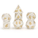 Hymgho Metal Dice: Solid Metal Dragon - Antique Steel And Gold