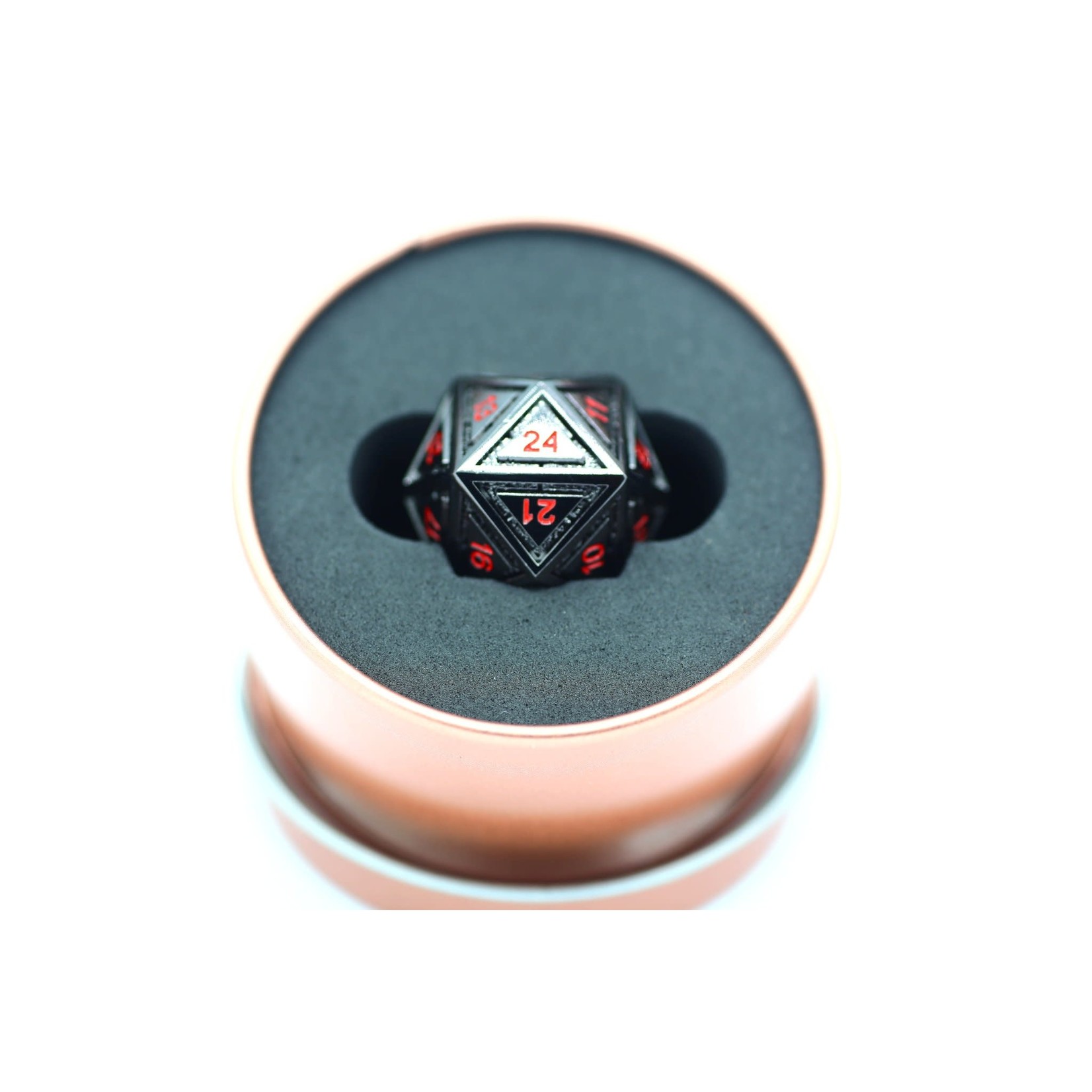 Hymgho Metal Dice: Solid Metal Titans Fist - D24 Black w/ Blood