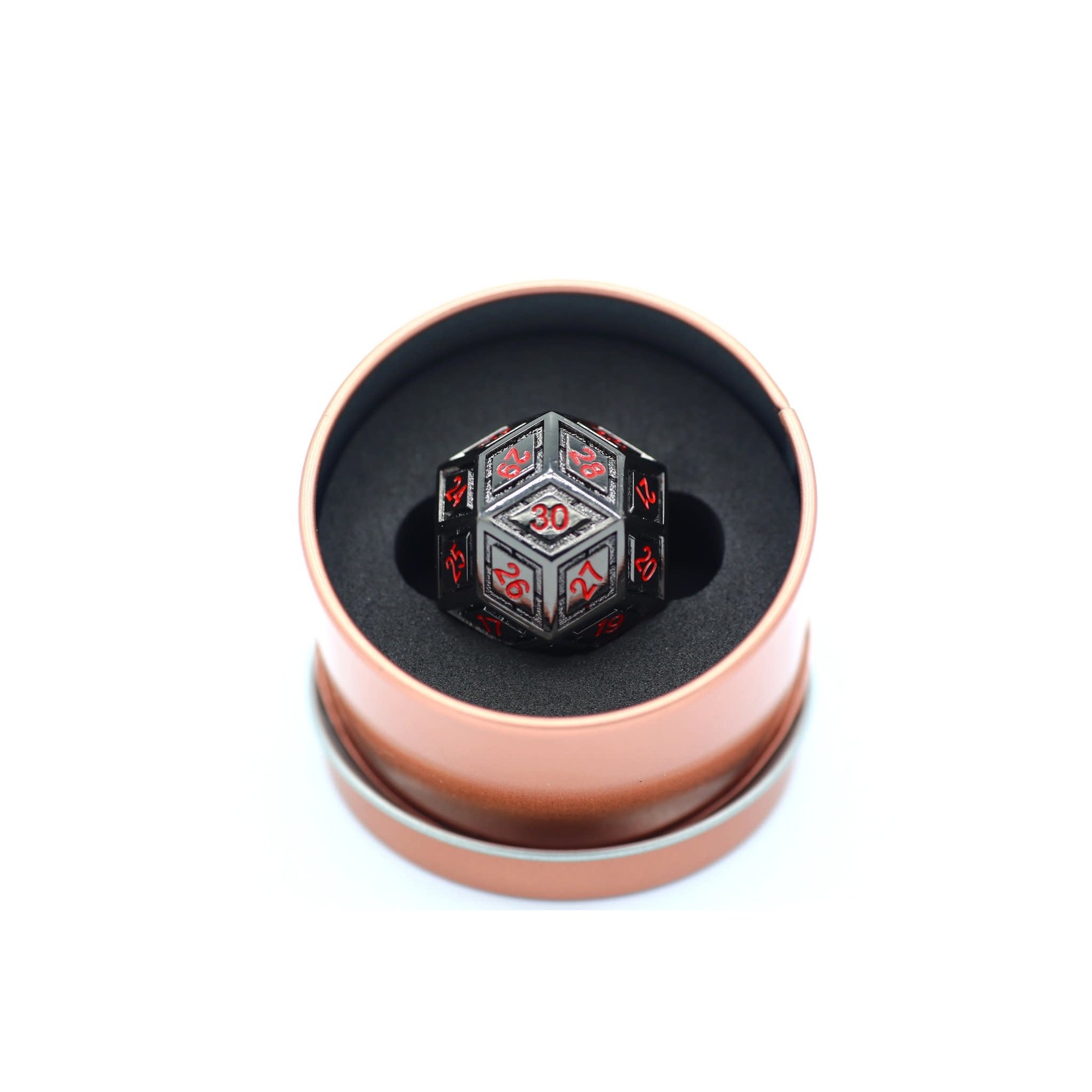 Hymgho Metal Dice: Solid Metal Titans Fist - D30 Black w/ Blood