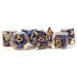 MDG Resin Dice: Royal Blue with Gold Numbers  | 16mm 7 Die Polyhedral Set MET 692