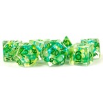 MDG Resin Dice: Sea Foam with Green Numbers  | 16mm 7 Die Polyhedral Set MET 694