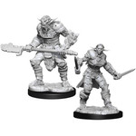 Unpainted Minis D&D | Bugbear Barbarian Male & Bugbear Rogue Female | W15 | 90311