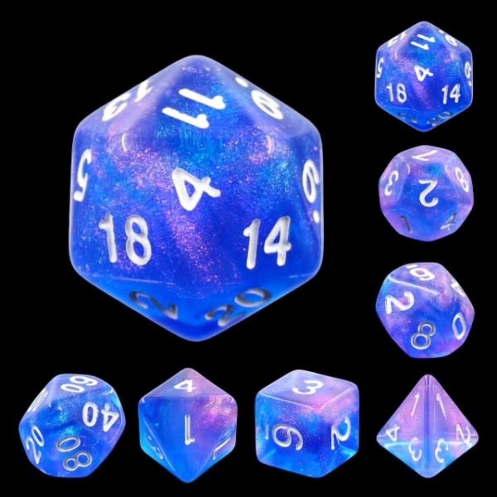 HD Aurora Dice: Sapphire Phantom | 7 Die Polyhedral Set