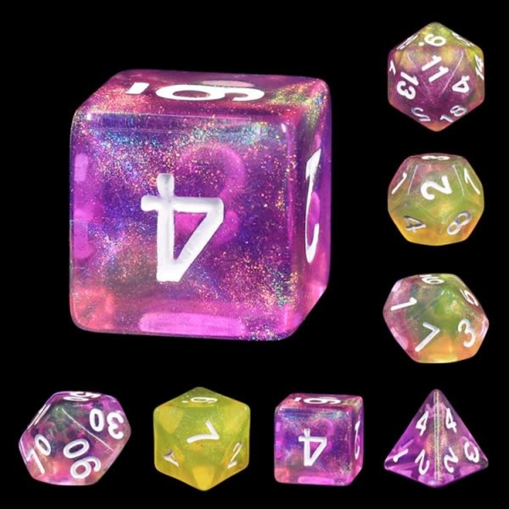 HD Aurora Dice: Lemon Jelly | 7 Die Polyhedral Set