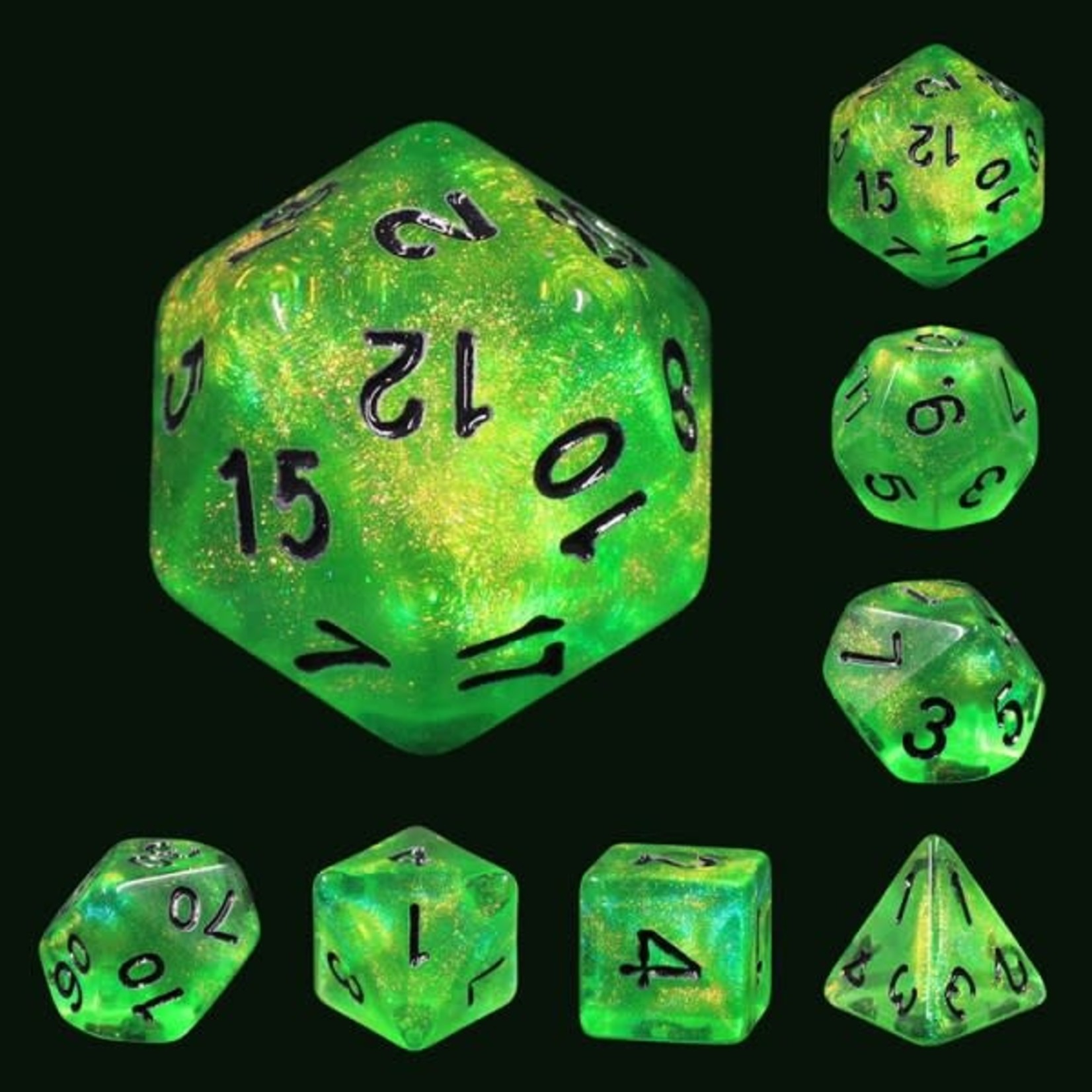 HD Aurora Dice: Forest Green | 7 Die Polyhedral Set