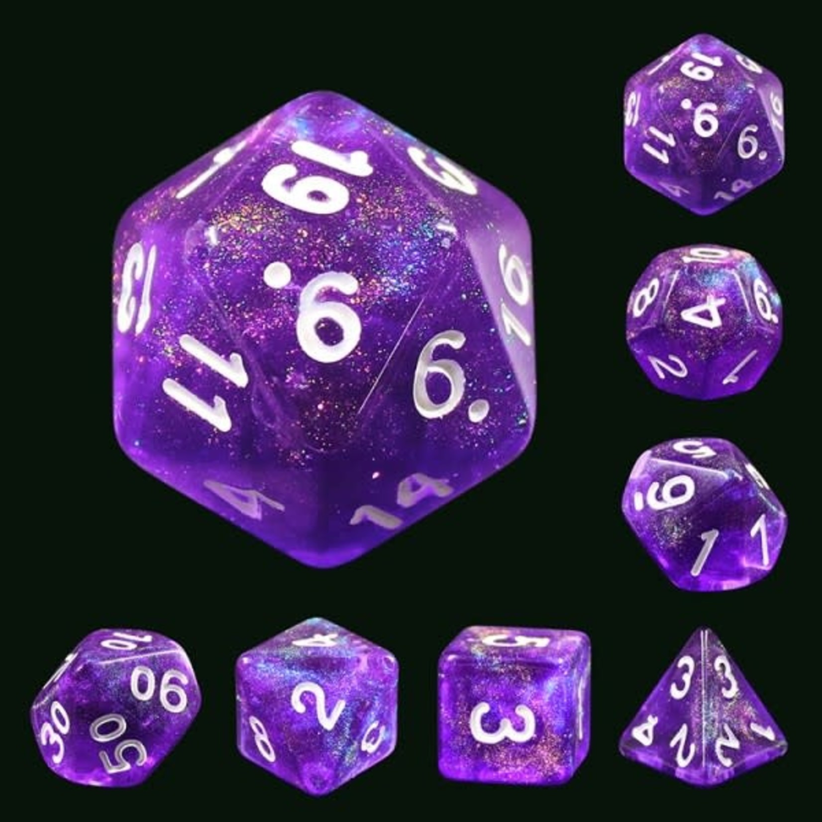HD Aurora Dice: Diamond Purple | 7 Die Polyhedral Set