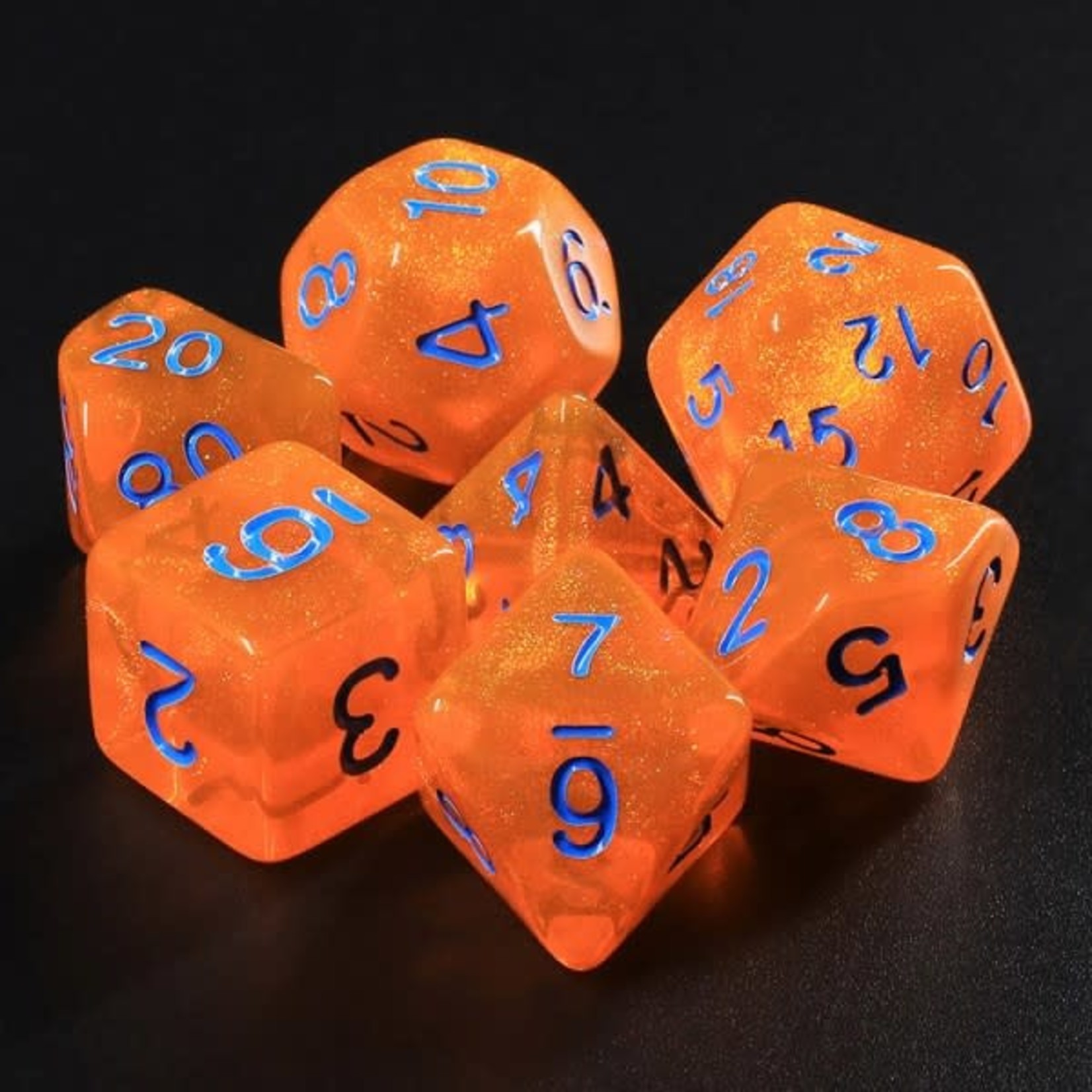 HD Aurora Dice: Pumpkin's Orange | 7 Die Polyhedral Set