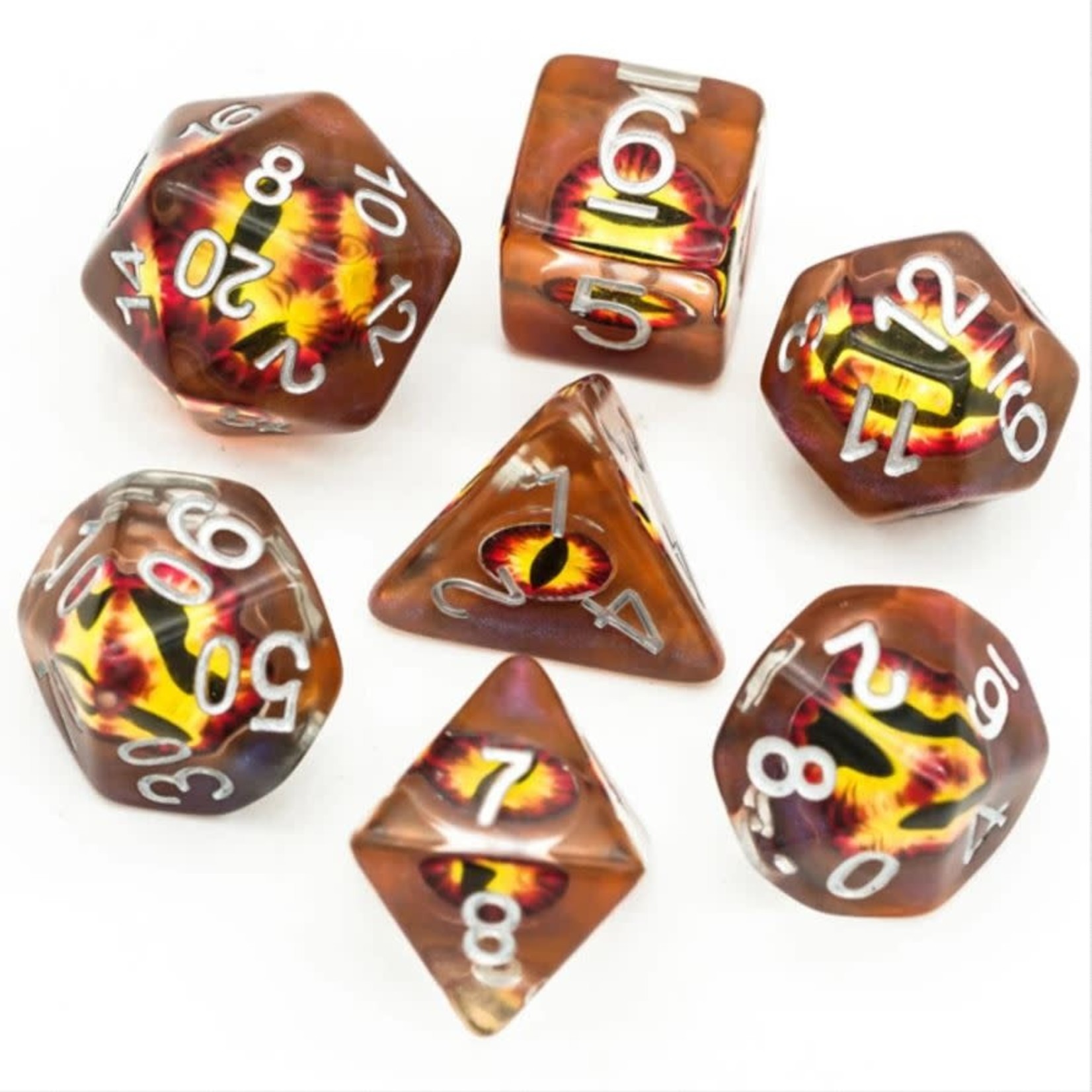 Foam Brain Inclusion Dice: Fire Demon Eye Dice Set