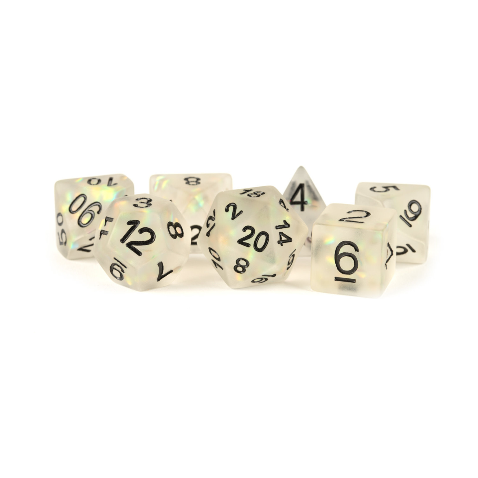 MDG Resin: Icy Opal - Clear | 16mm 7 Die Polyhedral Set MET604