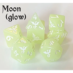 Oversize Dice: Dragons - Moon Glow In The Dark w/ White Ink Dragon | 19mm - 23mm | 7 Die Polyhedral Set