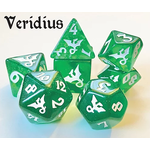 Oversize Dice: Dragons - Veridius Green Glitter w/ White Ink Dragon | 19mm - 23mm | 7 Die Polyhedral Set