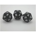Oversize Dice: Black Death Skull - d20 Black Death black w/white ink 23mm