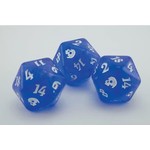 Oversize Dice: Black Death Skull - d20 Cyanide blue w/white ink 23mm